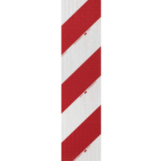 Reflektierende Prismenfolie elastisch selbstklebend rot-weiße Schraffur linksseitig - Packung 1 m